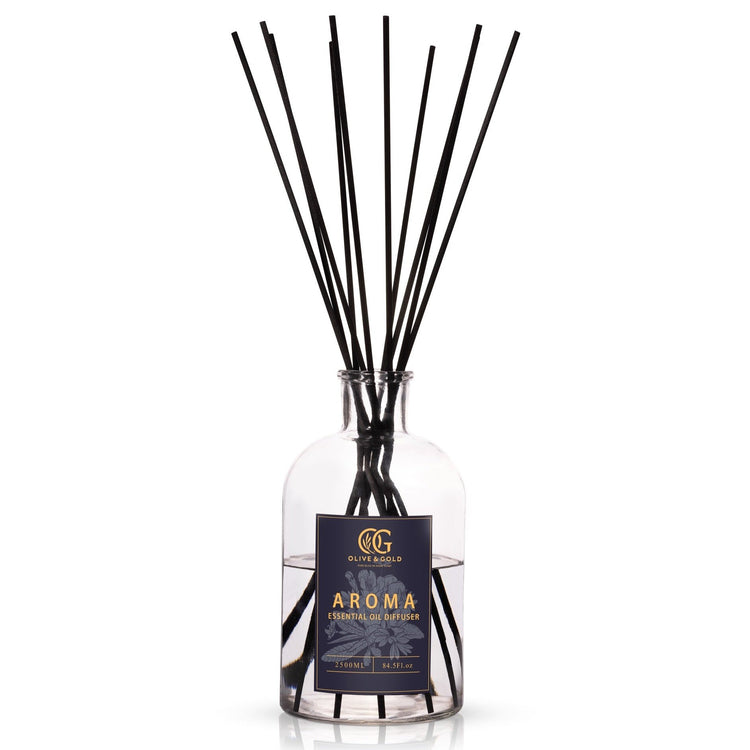 2500 ml Glass Diffuser Jar with 10 Reed Sticks and 2x1000ml & 1x500ml diffusers