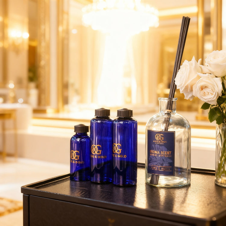 2500 ml Glass Diffuser Jar with 10 Reed Sticks and 2x1000ml & 1x500ml diffusers